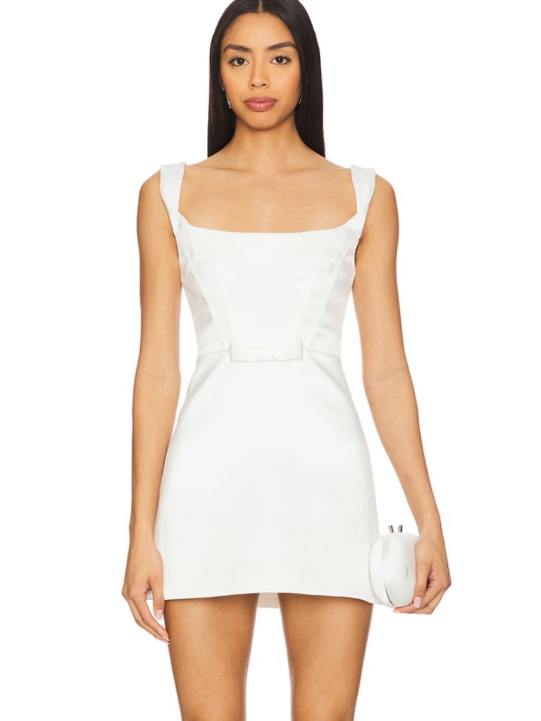 New Majorelle Giselle Mini Dress In Ivory White Satin Bridal Wedding Small